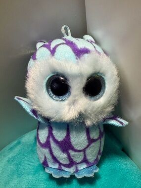 Ty Beanie Boo Oscar the Blue Owl Plush Ornament